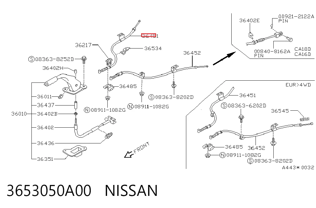 Comprar Cable de freno de mano trasero derecho Nissan Sunny II N13 a bajo precio
