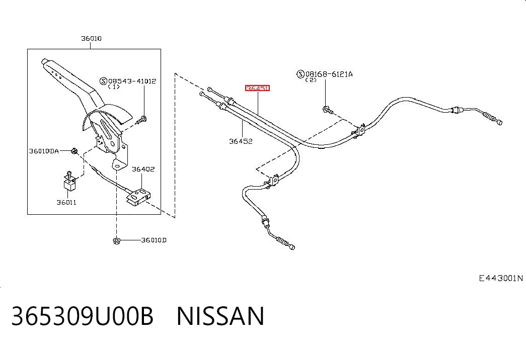 Comprar Cable de freno de mano trasero derecho Nissan Note  E11 a bajo precio