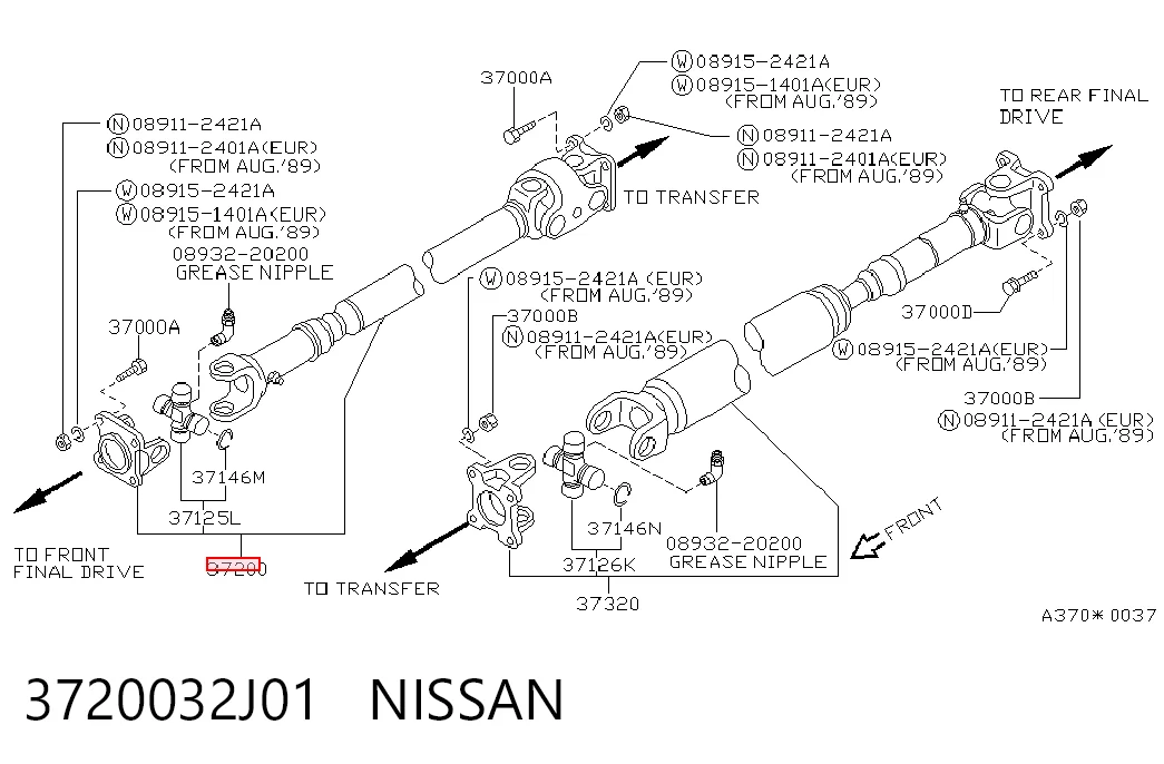 Árbol de transmision delantero para Nissan Patrol Y60