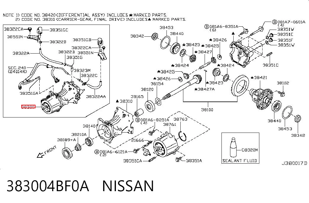 383004BF0A Nissan/Infiniti Grupo trasero