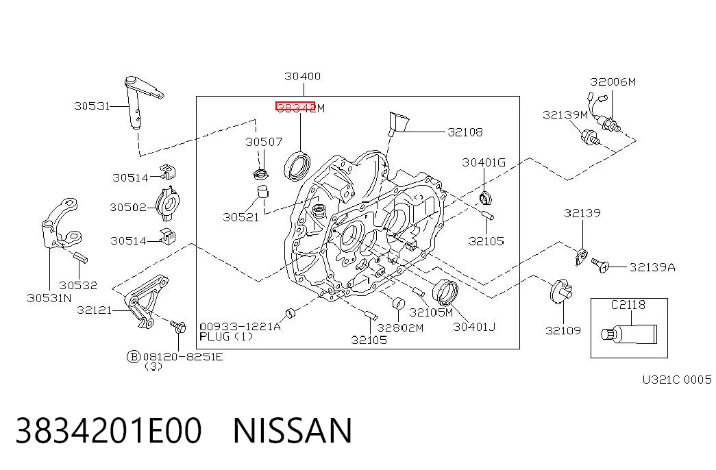 3834201E00 Nissan/Infiniti Retén del diferencial del eje delantero