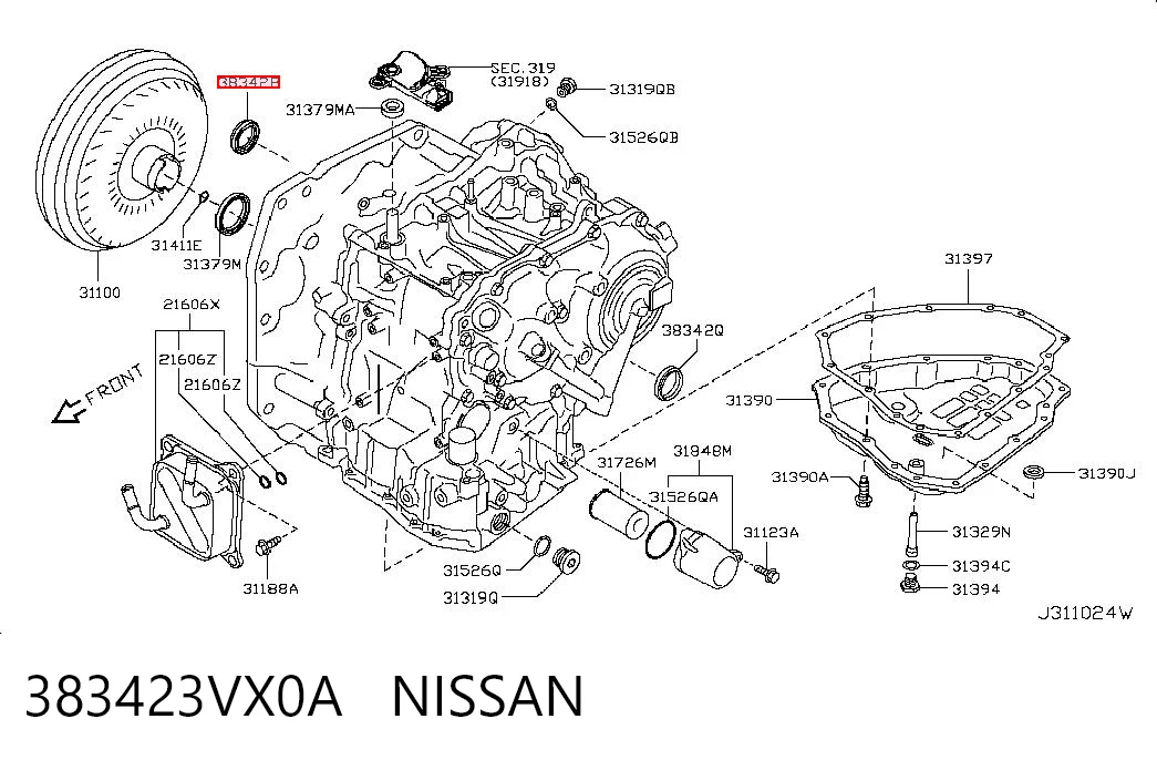 383423VX0A Nissan/Infiniti Retén del semieje delantero