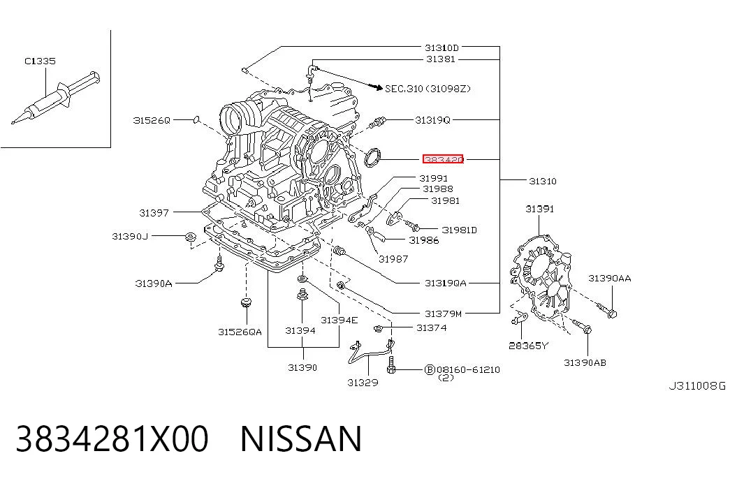 3834281X00 Nissan/Infiniti Retén del semieje delantero izquierdo
