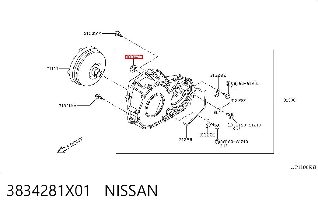 N2250 Musashi Retén del semieje delantero derecho