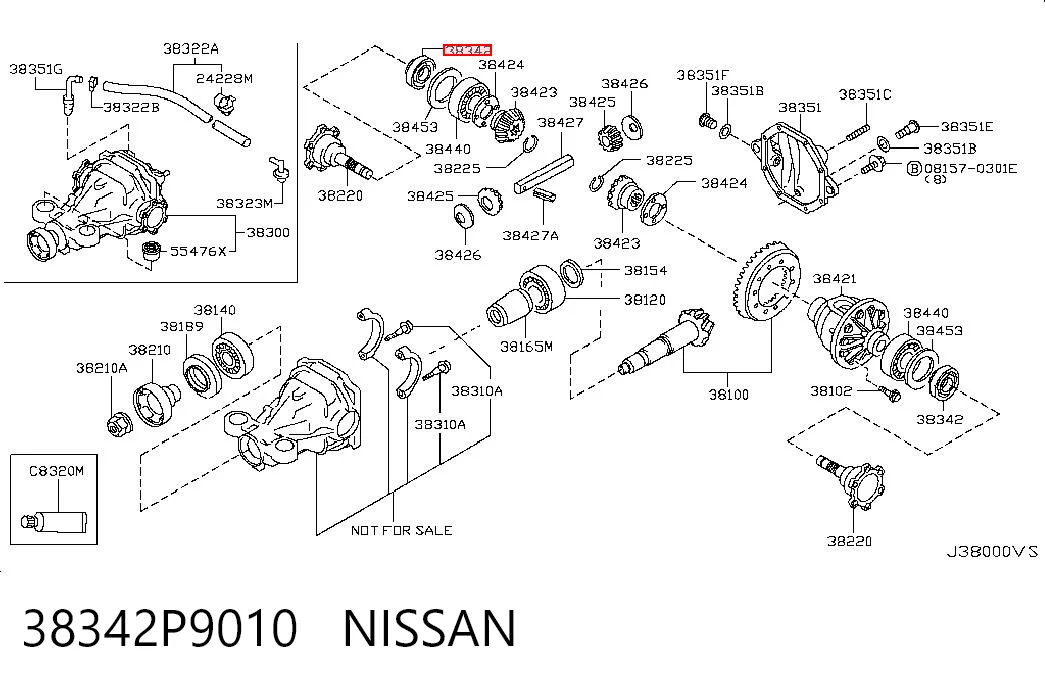 38342P9010 Nissan/Infiniti Retén del diferencial del eje trasero