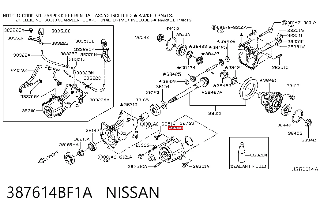 387614BF1A Nissan/Infiniti Acoplamiento del eje trasero