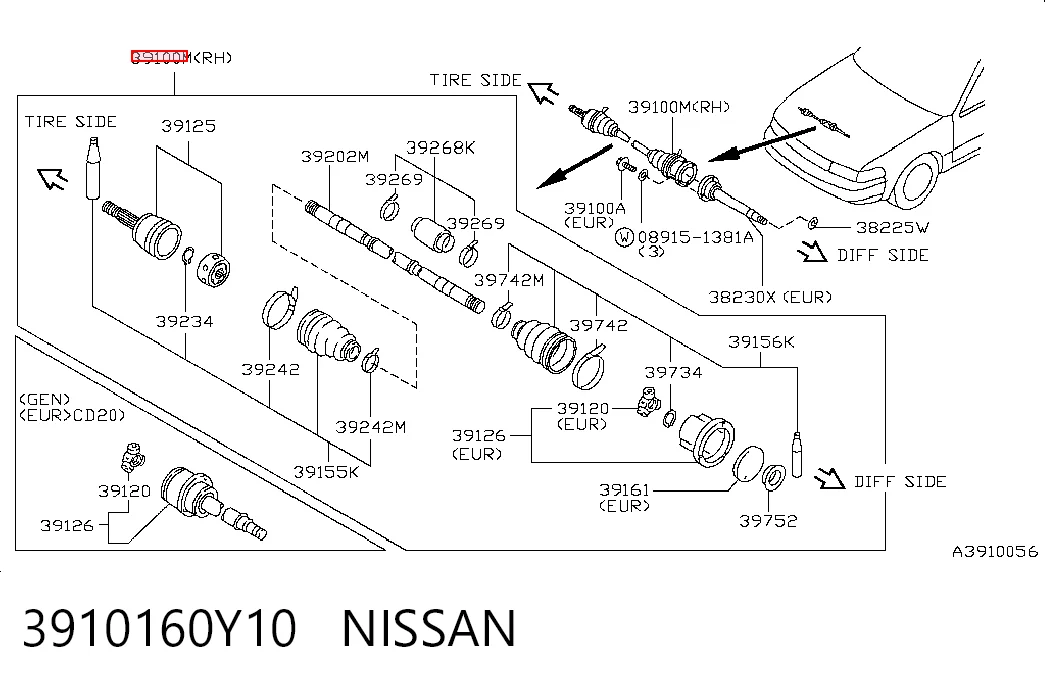 Junta homocinética exterior delantera Nissan Sunny II familiar comprar en España