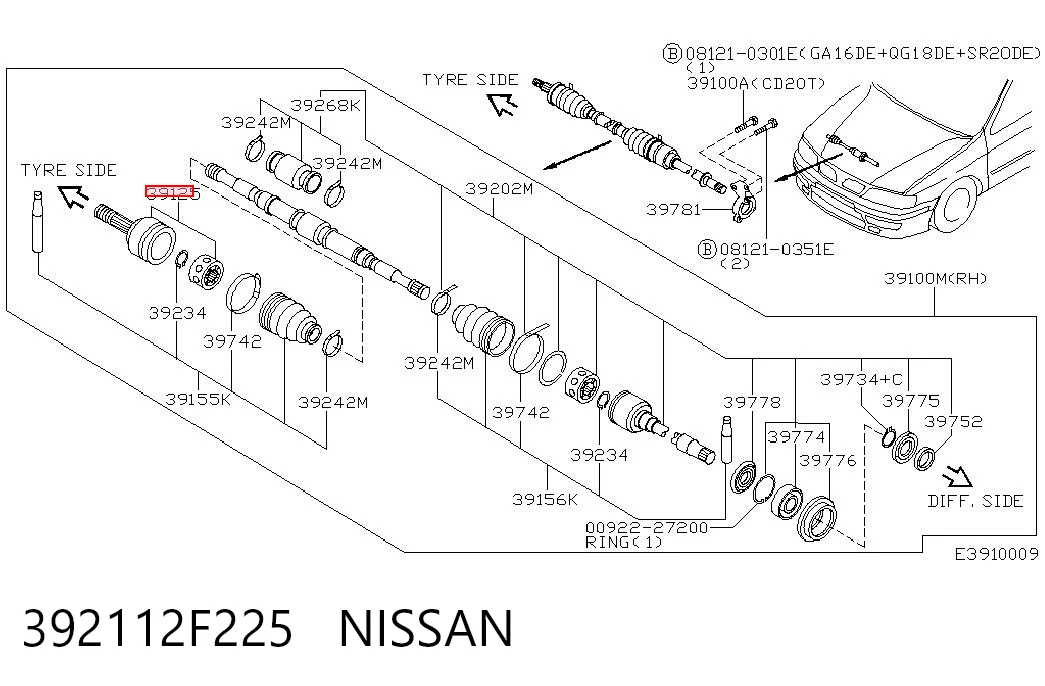Junta homocinética exterior delantera Nissan Primera sedán comprar en España