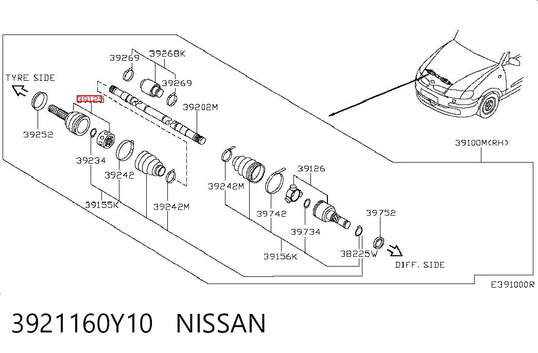Junta homocinética exterior delantera Nissan Sunny II (B12)