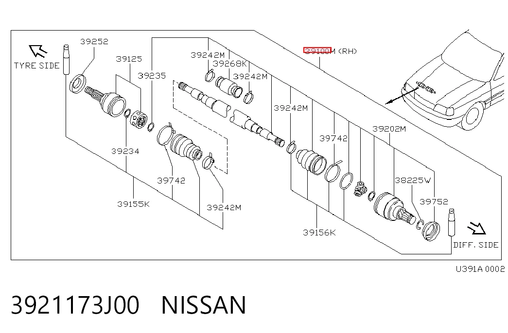 Junta homocinética exterior delantera Nissan Primera  (P10)