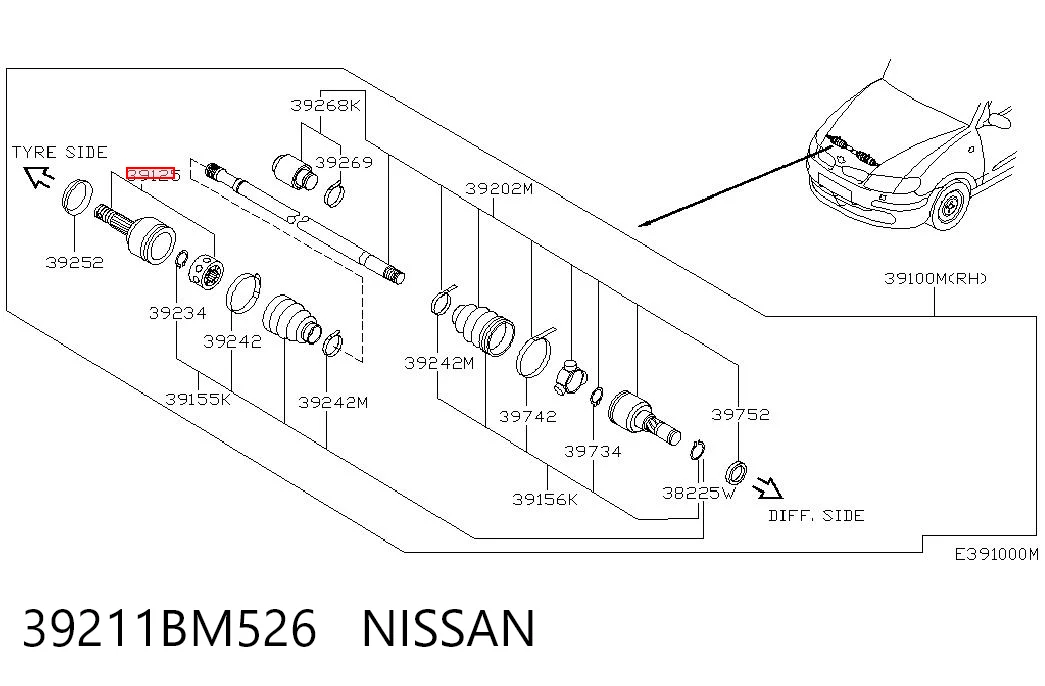Junta homocinética exterior delantera Nissan Almera  (V10)