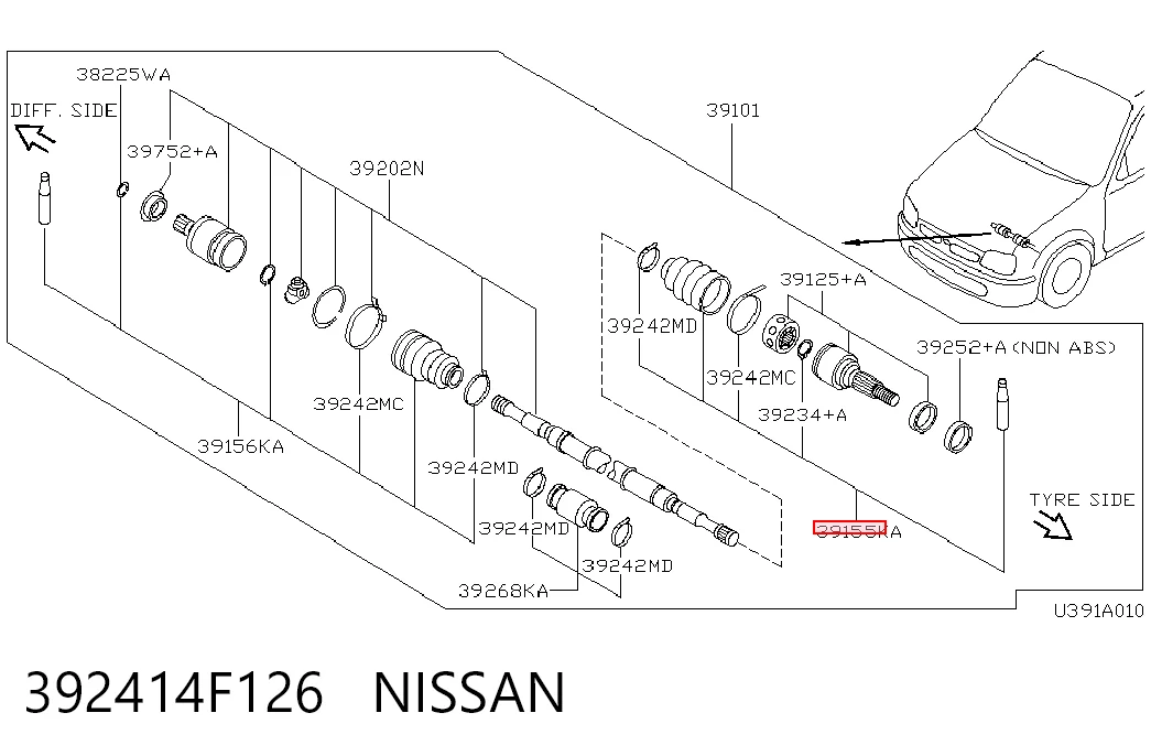 Fuelle transmisión delantero exterior Nissan Micra  (1992-2003)