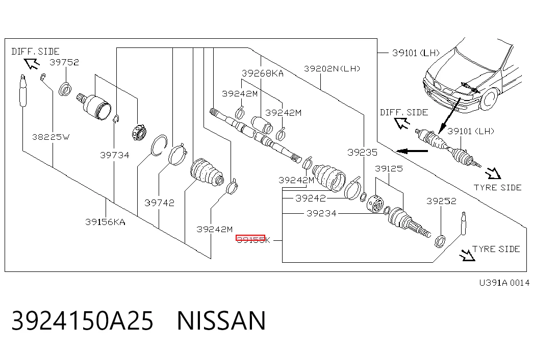  Fuelle de palier delantero exterior Nissan Sunny 3