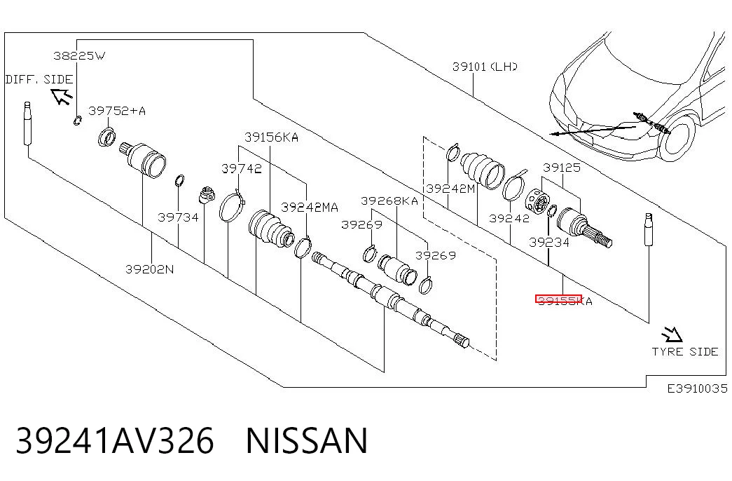 Fuelle transmisión delantero exterior para Mitsubishi Space Star  DG0