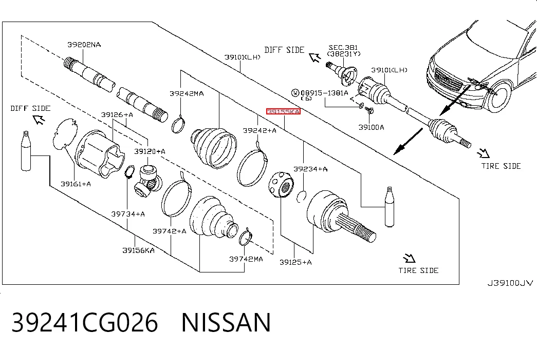 Fuelle transmisión delantero exterior para Nissan Versa NOTE E12