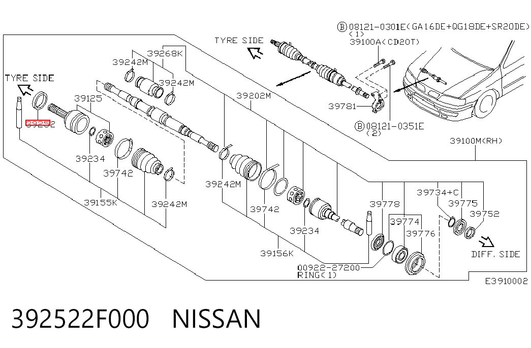Rodamiento de rueda delantero para Nissan Primera (P11)