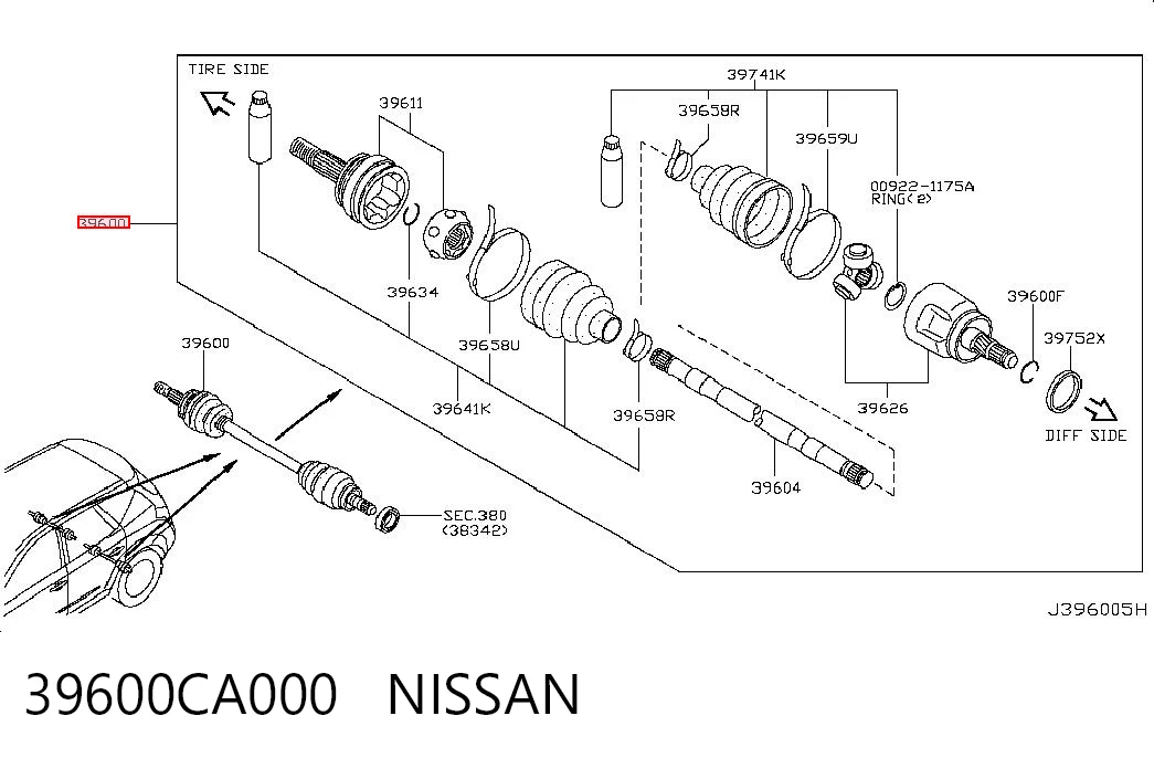 Comprar Semieje trasero Nissan Murano  Z50 a bajo precio