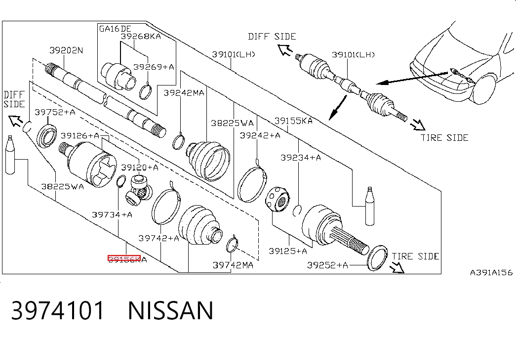 Fuelle transmisión delantero exterior Nissan Sunny III sedán (N14) (1990 - 1995) precio, desde 10,54 EUR