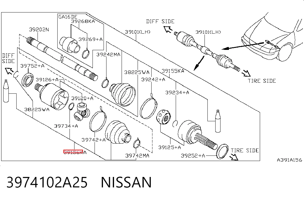  Fuelle de semieje delantero interior Nissan Sunny 2