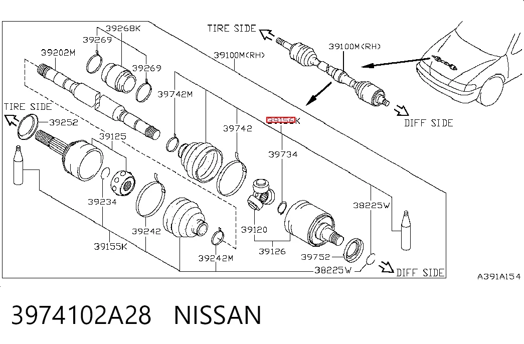 Fuelle, semieje delantero interior Nissan Sunny II