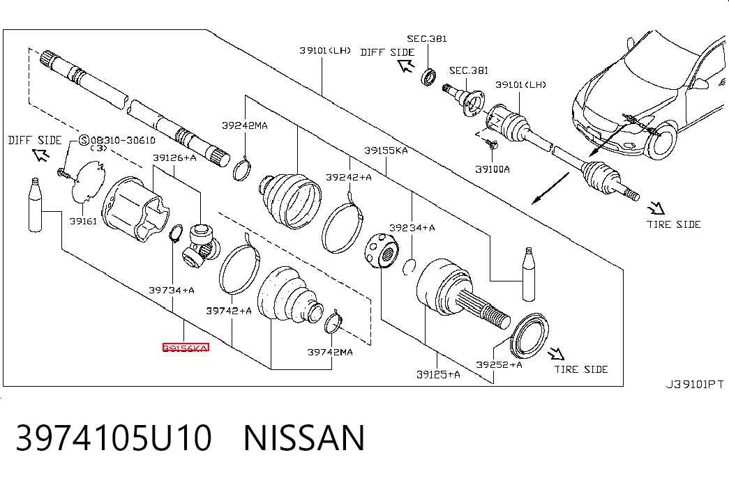 Fuelle, semieje delantero interior Infiniti Q50 
