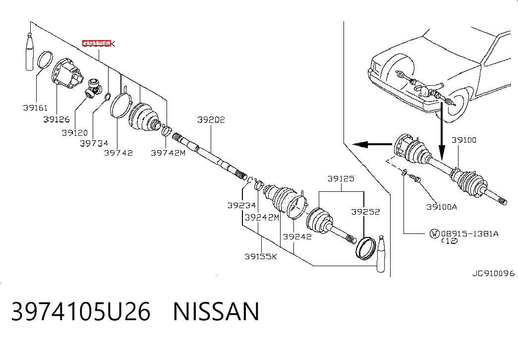  Fuelle de semieje delantero interior Nissan Pathfinder 