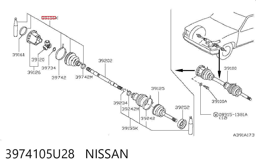Fuelle, semieje delantero interior Nissan Pathfinder  (R50)