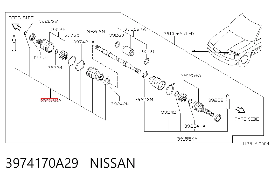 Fuelle de semieje delantero interior para Nissan Primera P10
