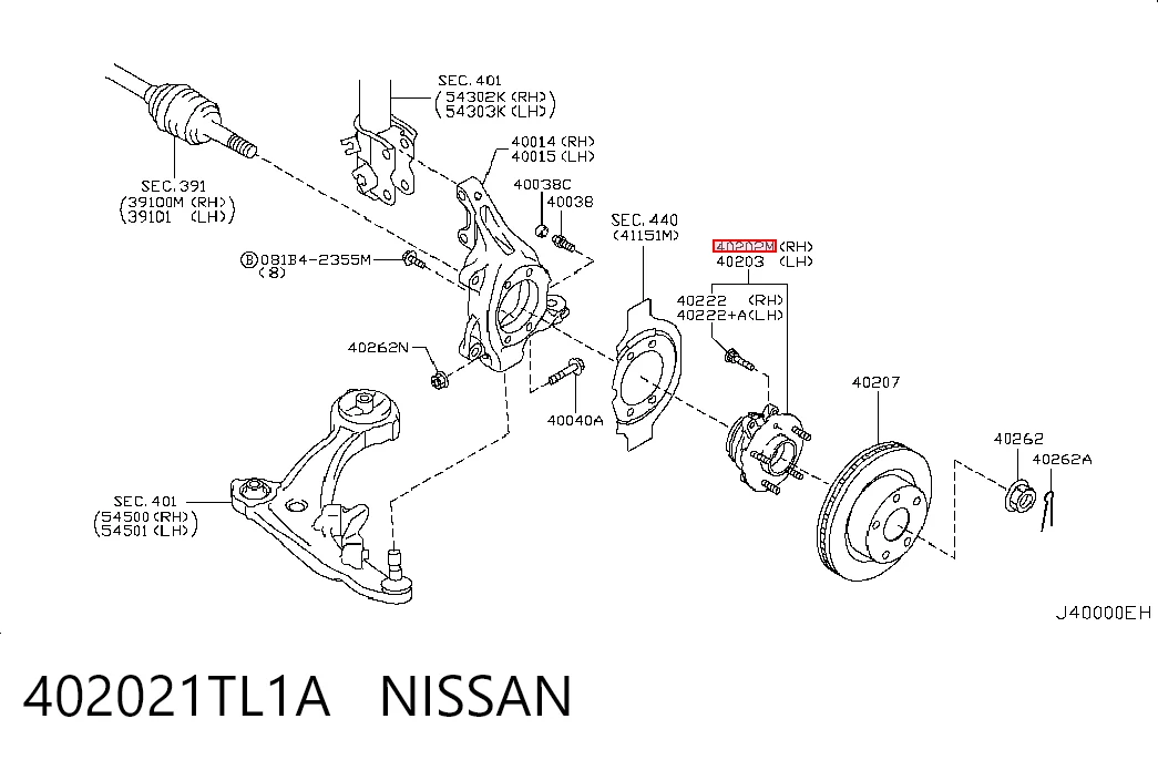 Buje de rueda delantero para Nissan Murano Z51