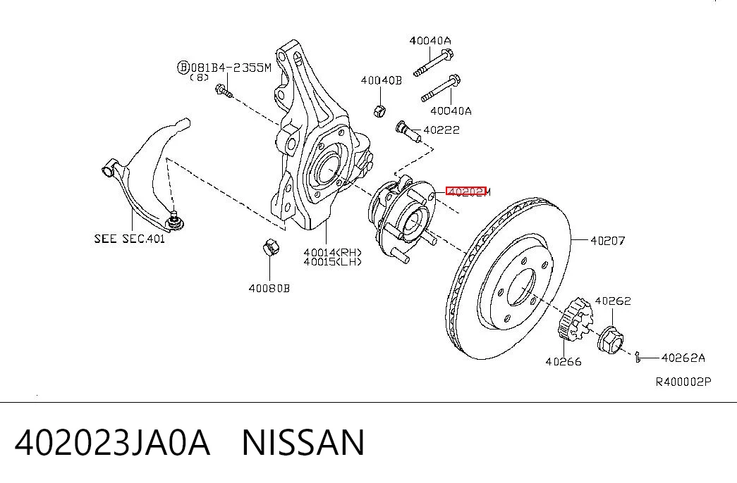 402023JA0A Nissan/Infiniti Cubo delantero