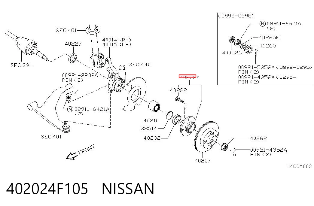 Cubo delantero para Nissan Micra  K11