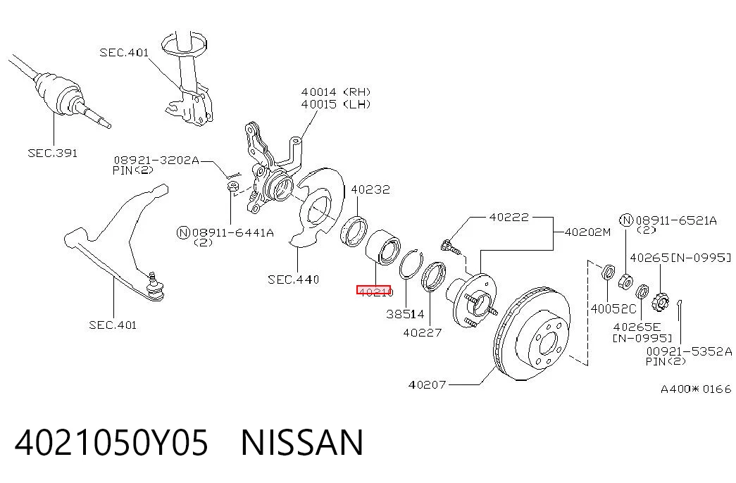Rodamiento de rueda delantero para Nissan Sunny III (N14)