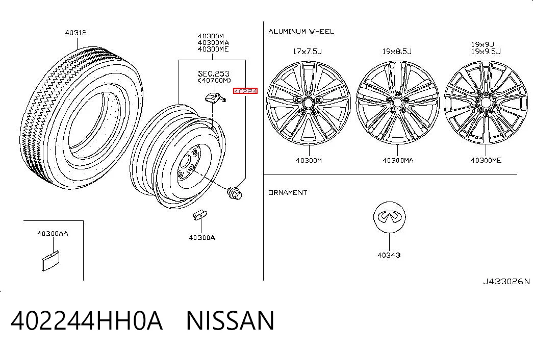 402244HH0A Nissan/Infiniti Perno de rueda