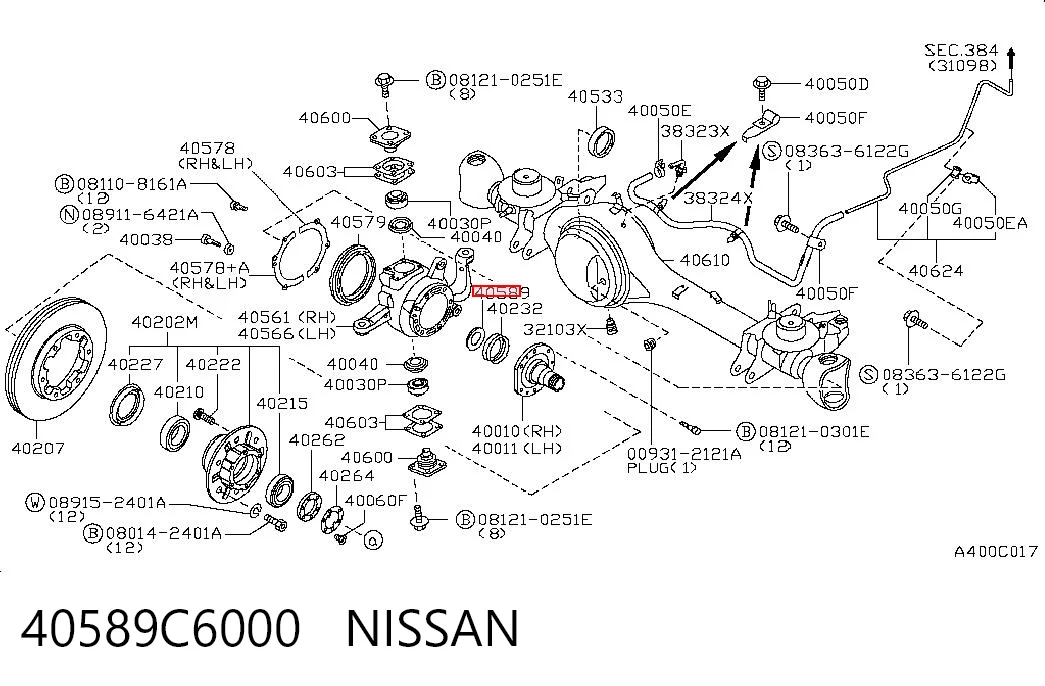 40589C6000 Nissan/Infiniti Arandela del diferencial del eje delantero