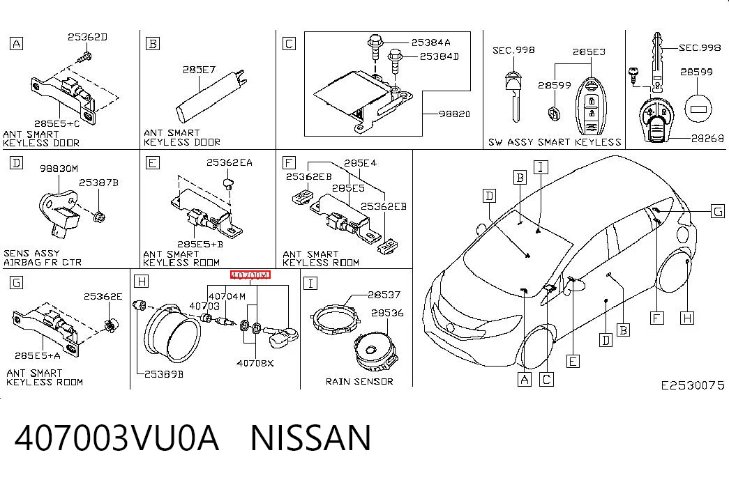 407003VU0A Nissan/Infiniti Sensor de presión de neumáticos (TPMS)