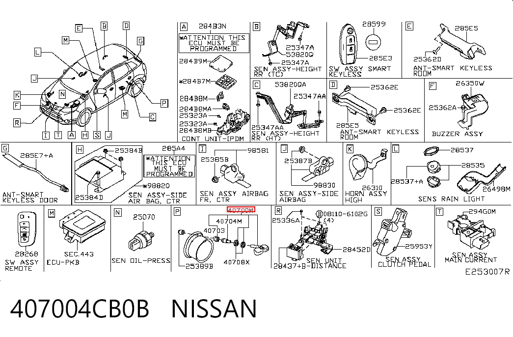 407004CB0B Nissan/Infiniti Sensor de presión de neumáticos (TPMS)