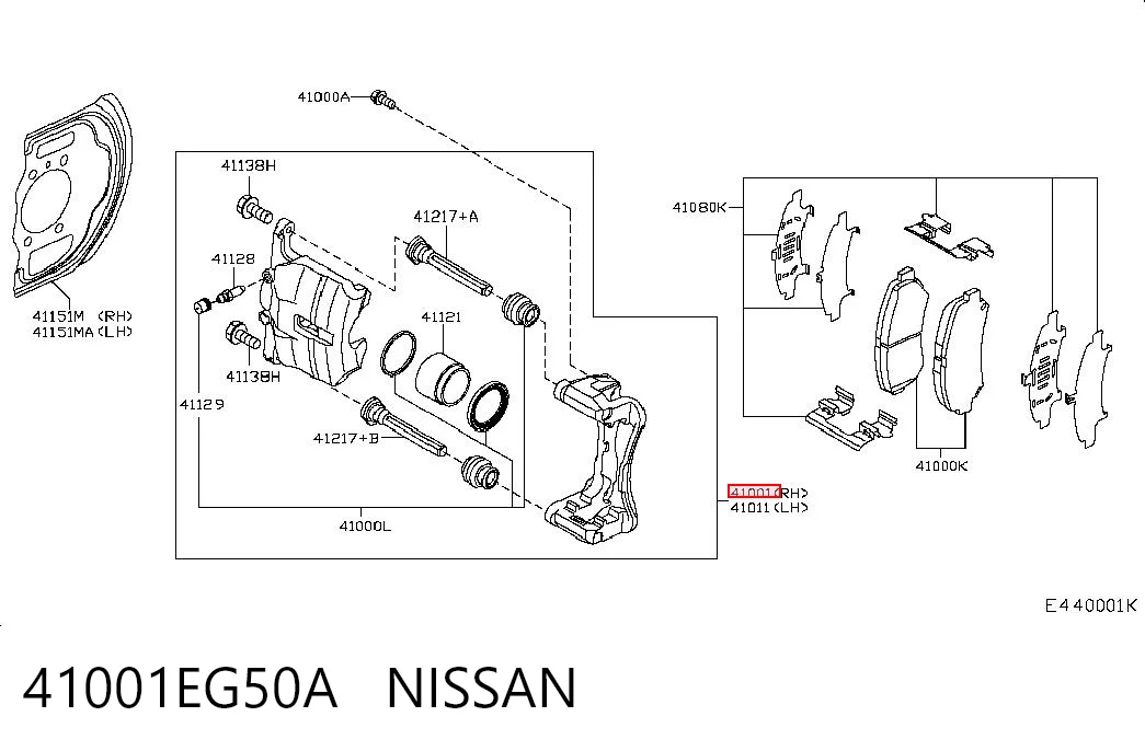 41001EG50A Nissan/Infiniti Pinza de freno delantera derecha