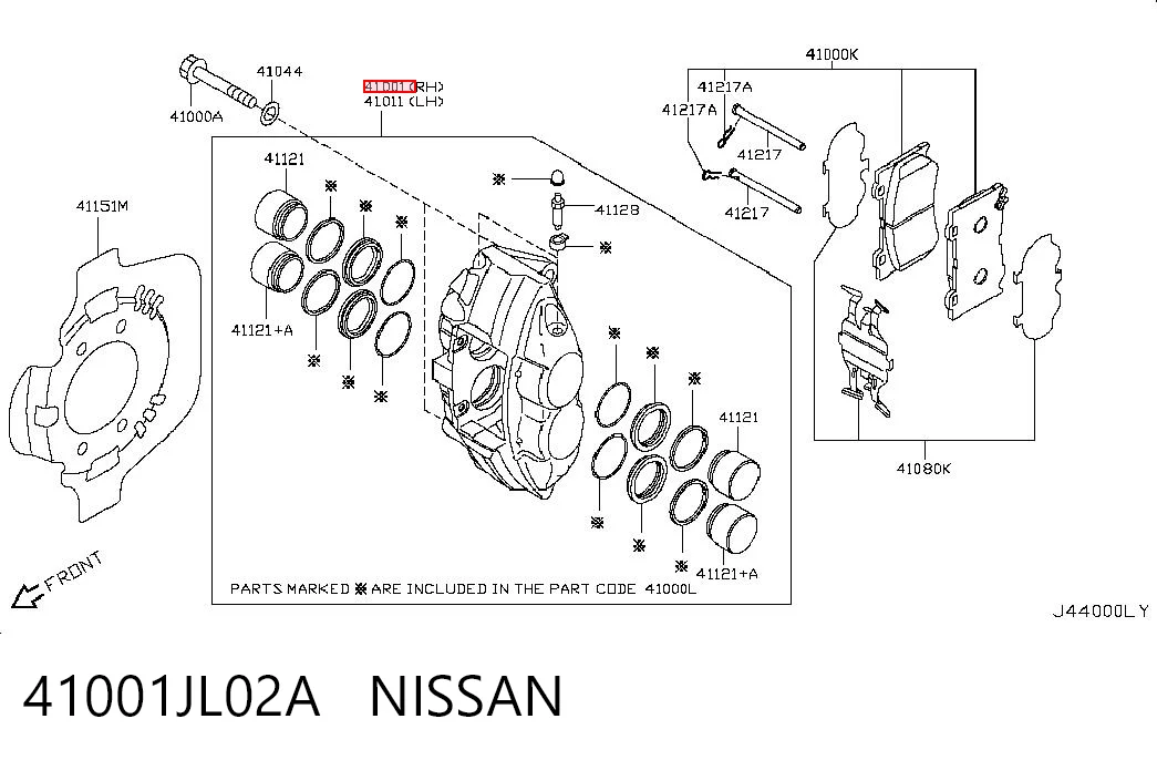 41001JL02A Nissan/Infiniti Pinza de freno delantera derecha