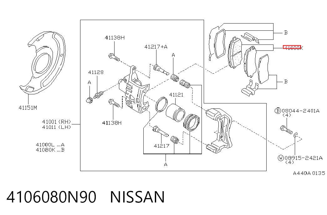 4106080N90 Nissan/Infiniti Pastillas delanteras