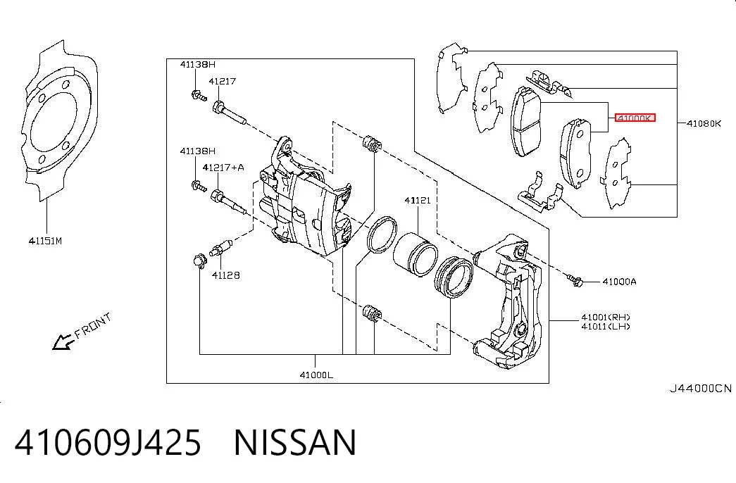 410609J425 Nissan/Infiniti Pastillas delanteras