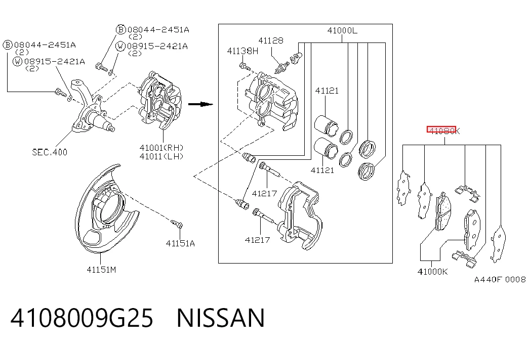 Comprar Juego de resortes de sujeción de pastillas de freno delanteras Nissan Terrano I WD21 a bajo precio