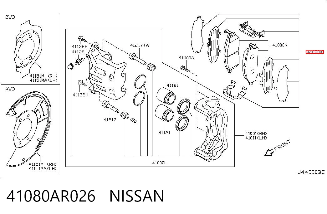 41080AR026 Nissan/Infiniti Pastillas delanteras