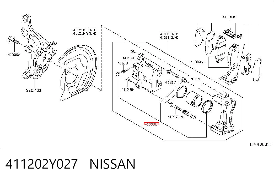 411202Y027 Nissan/Infiniti Kit de reparación de pinzas
