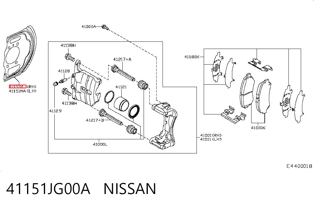 Protector de disco de freno delantero derecho 41151JG00A NISSAN