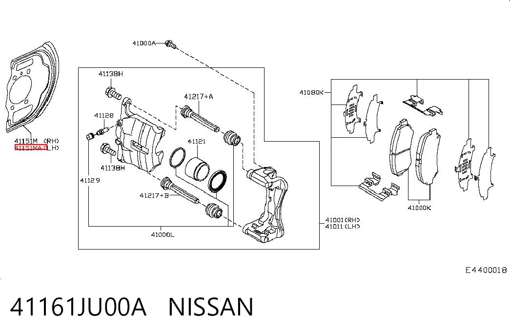 41161JU00A Nissan/Infiniti Protector del disco de freno delantero izquierdo