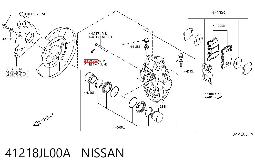 41218JL00A Nissan/Infiniti Guía de la pinza de freno delantera