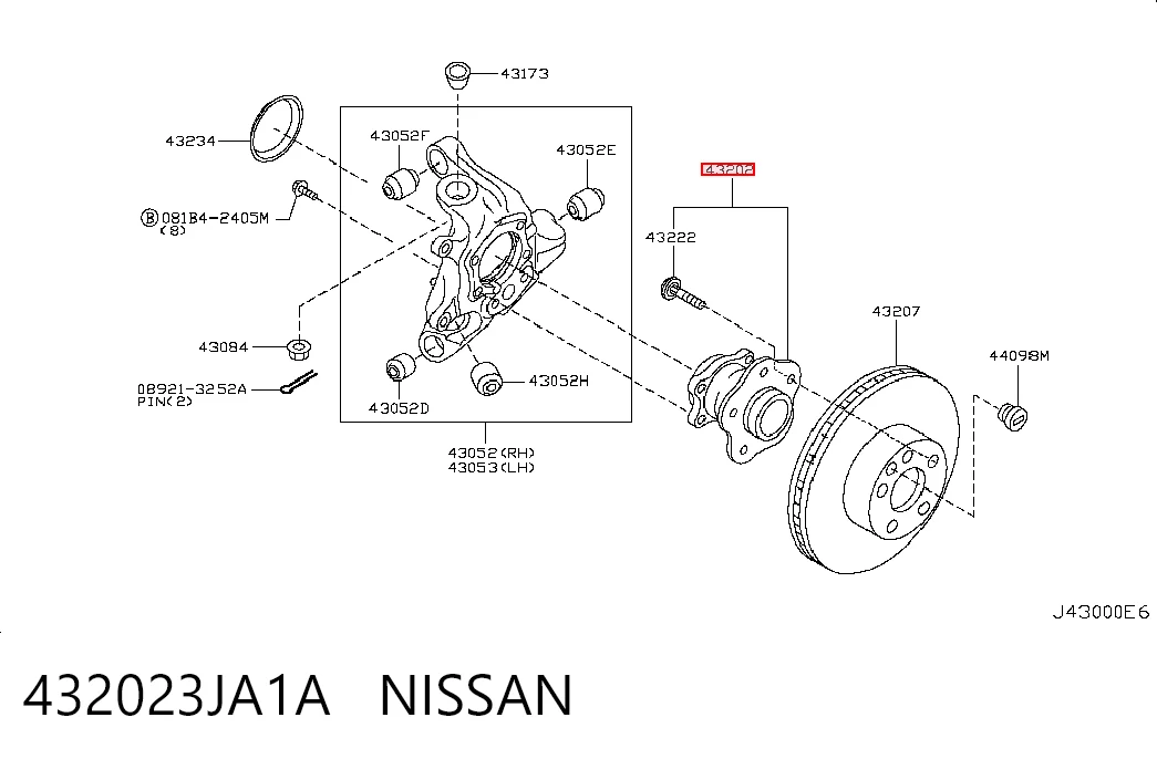 432023JA1A Nissan/Infiniti Buje de rueda trasero