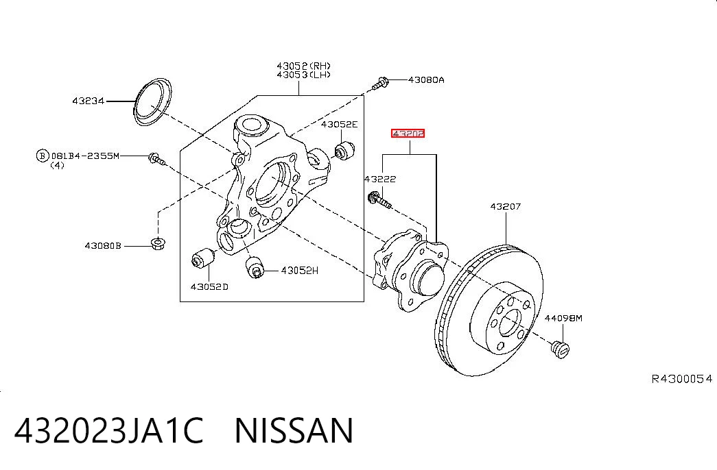 432023JA1C Nissan/Infiniti Buje de rueda trasero