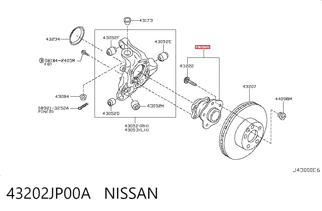 43202JP00A Nissan/Infiniti Buje de rueda trasero