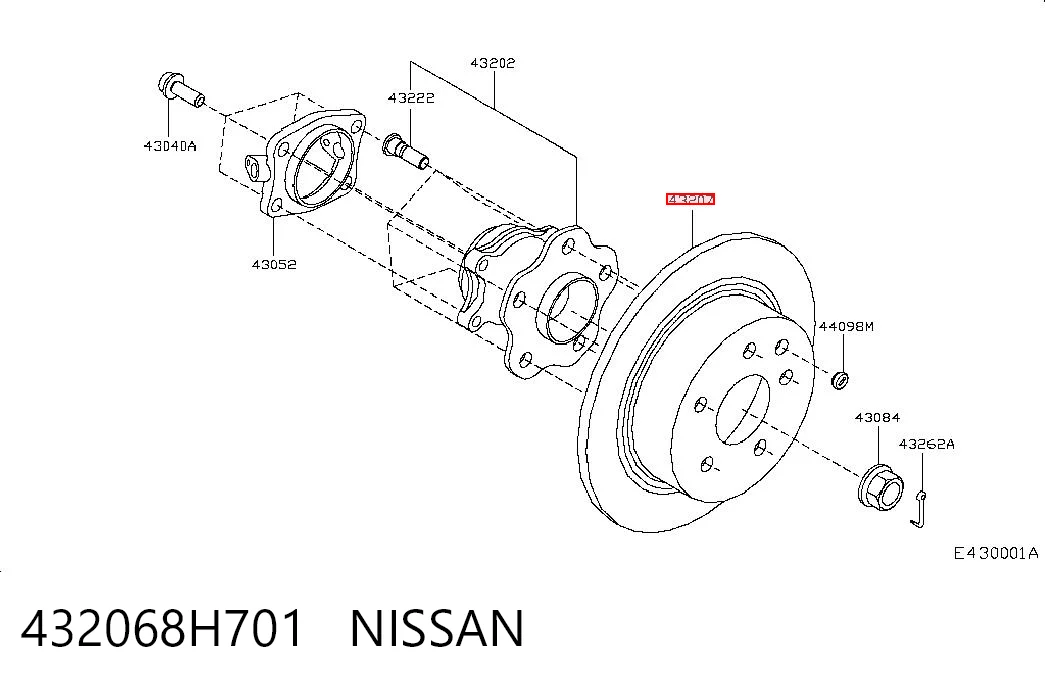 432068H701 Nissan/Infiniti Freno de disco trasero